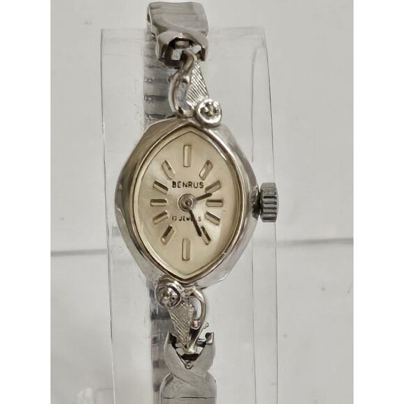 Vintage Ladies Benrus 17 Jewel 2 Diamonds Cocktail Mechanical Wind Watch - Picture 2 of 15